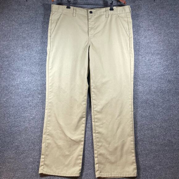 Dickies Flat Front Chino Pants Men's 36X30 (39X30) Beige Straight Leg Streetwear - Picture 1 of 9